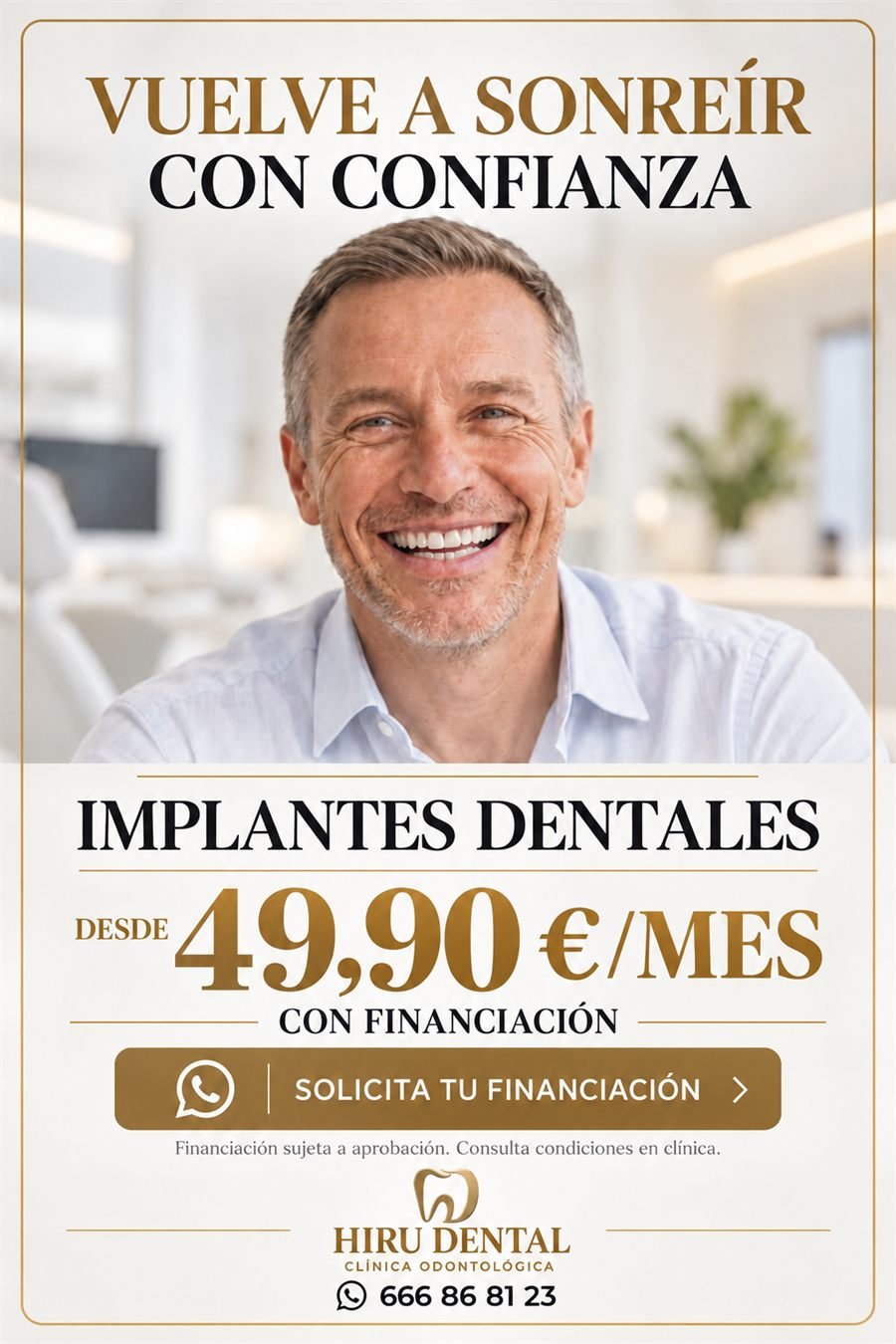 Afiche: implantes dentales desde 49,90 € al mes con financiación