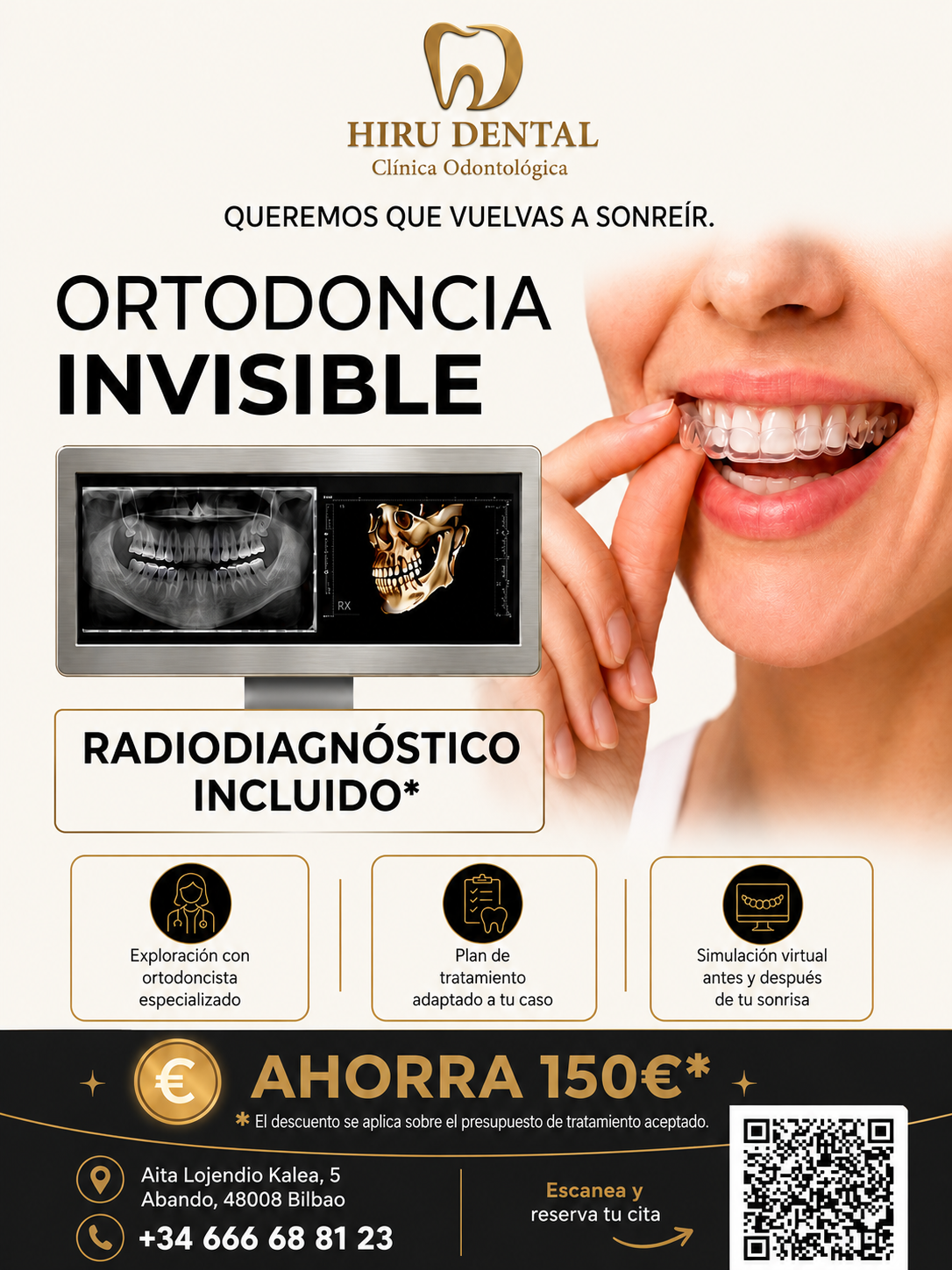 Promoción de ortodoncia invisible con radiodiagnóstico incluido